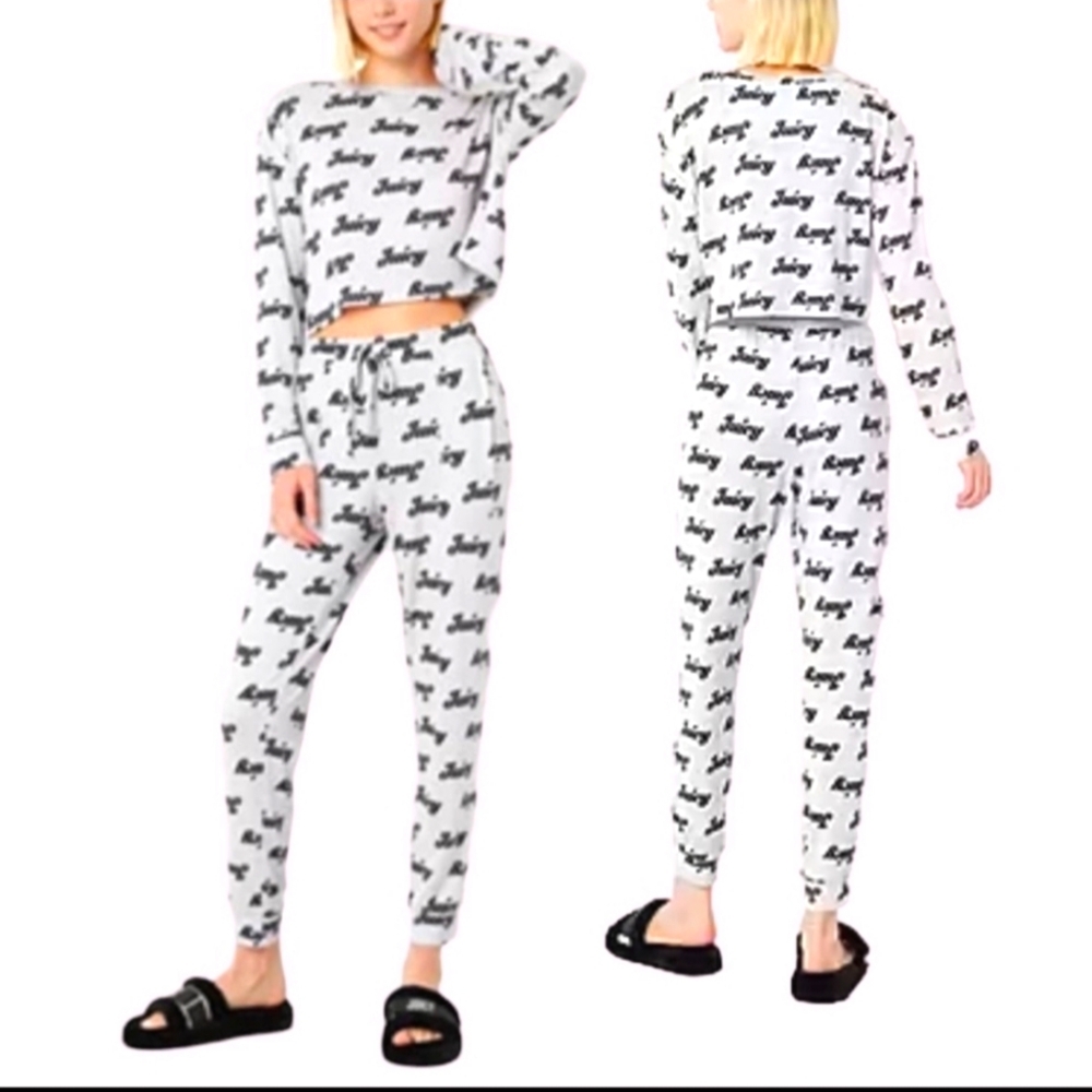 Juicy Couture Logo Cropped Top & Jogger PJ Set